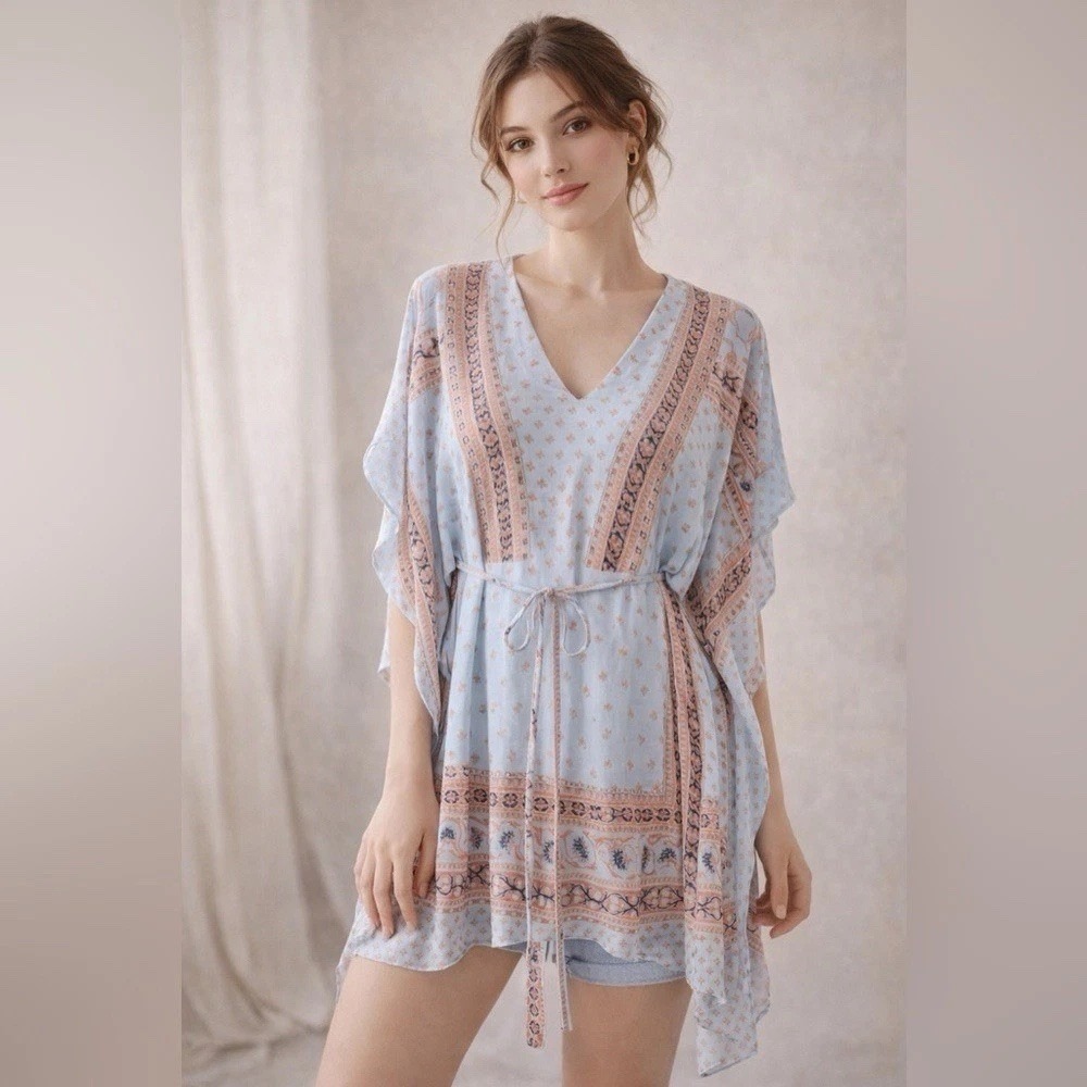 BCBG‎ Maxazria Flutter Sleeve Boho Patterned Cover Up Summer Dress